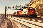 Grain train rolls east